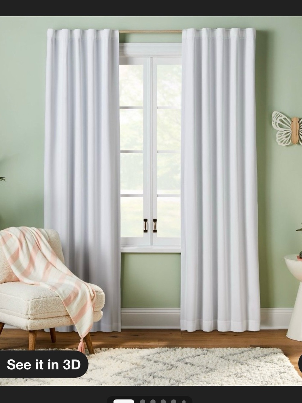Two 84” Pillowfort Blackout Twill Solid Kids' Panel White Curtain